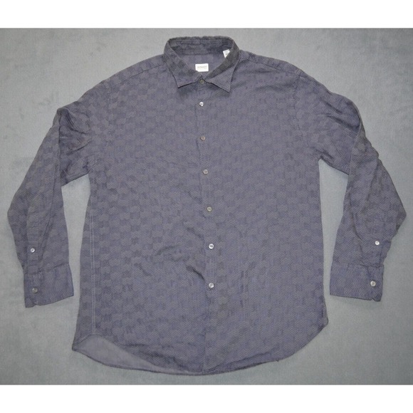 Vintage Armani Collezioni Textured Purple Button Up Shirt Size 2XL CottonViscose - Picture 1 of 8